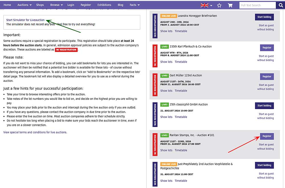 Philasearch registration